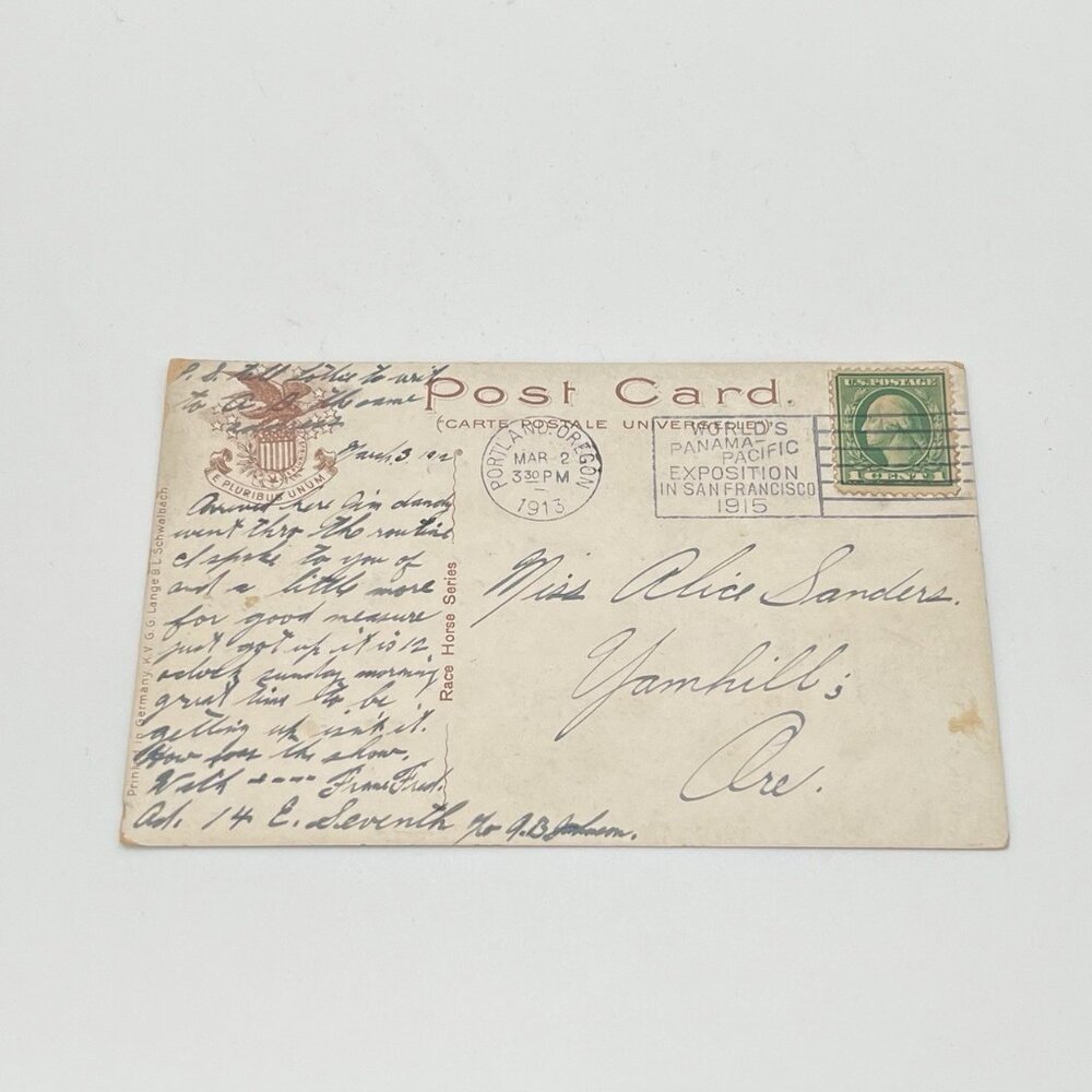 Vintage 1912 Postcard Portland Oregon 1 Cent Stamp Postmark Seeing Stars Illness